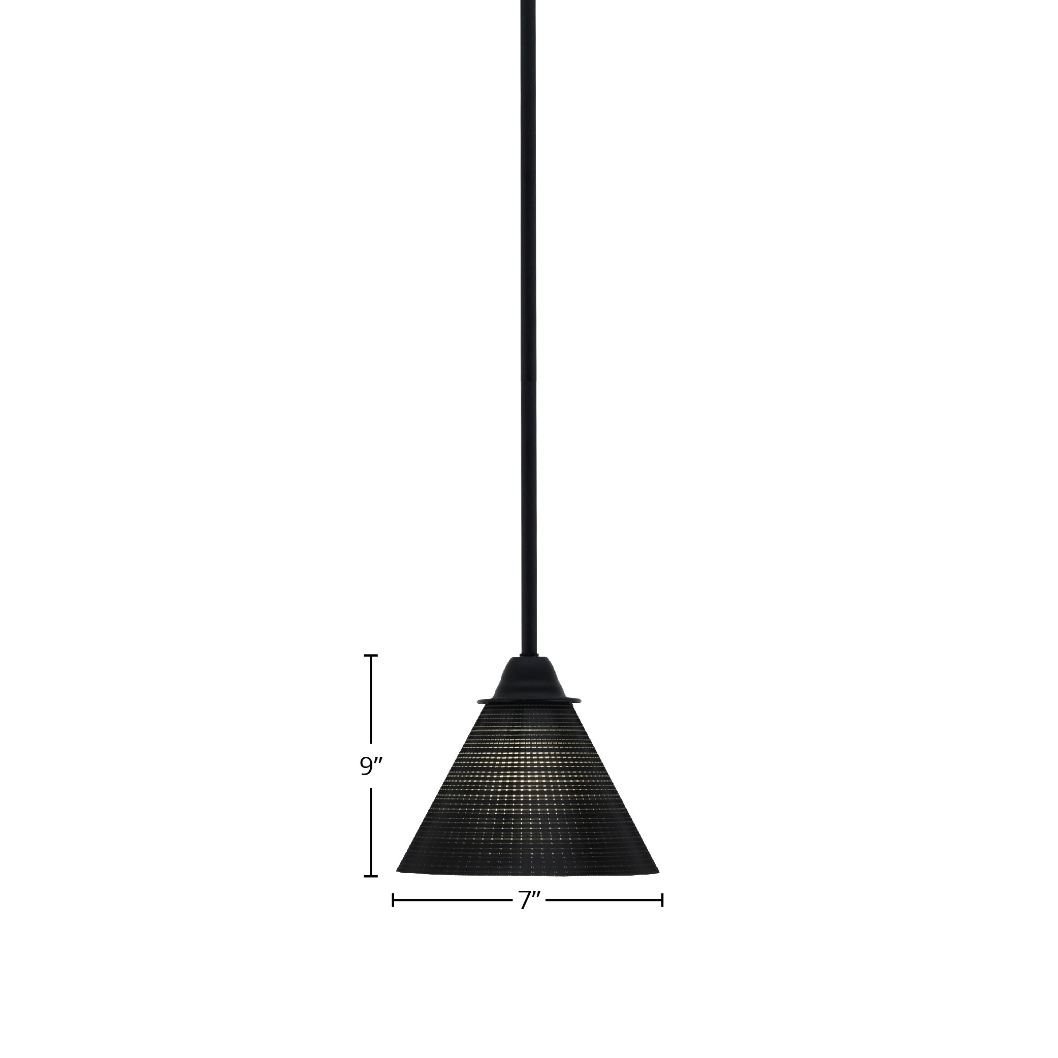 Paramount One Light Mini Pendant in Matte Black with 7" Black Matrix Shade