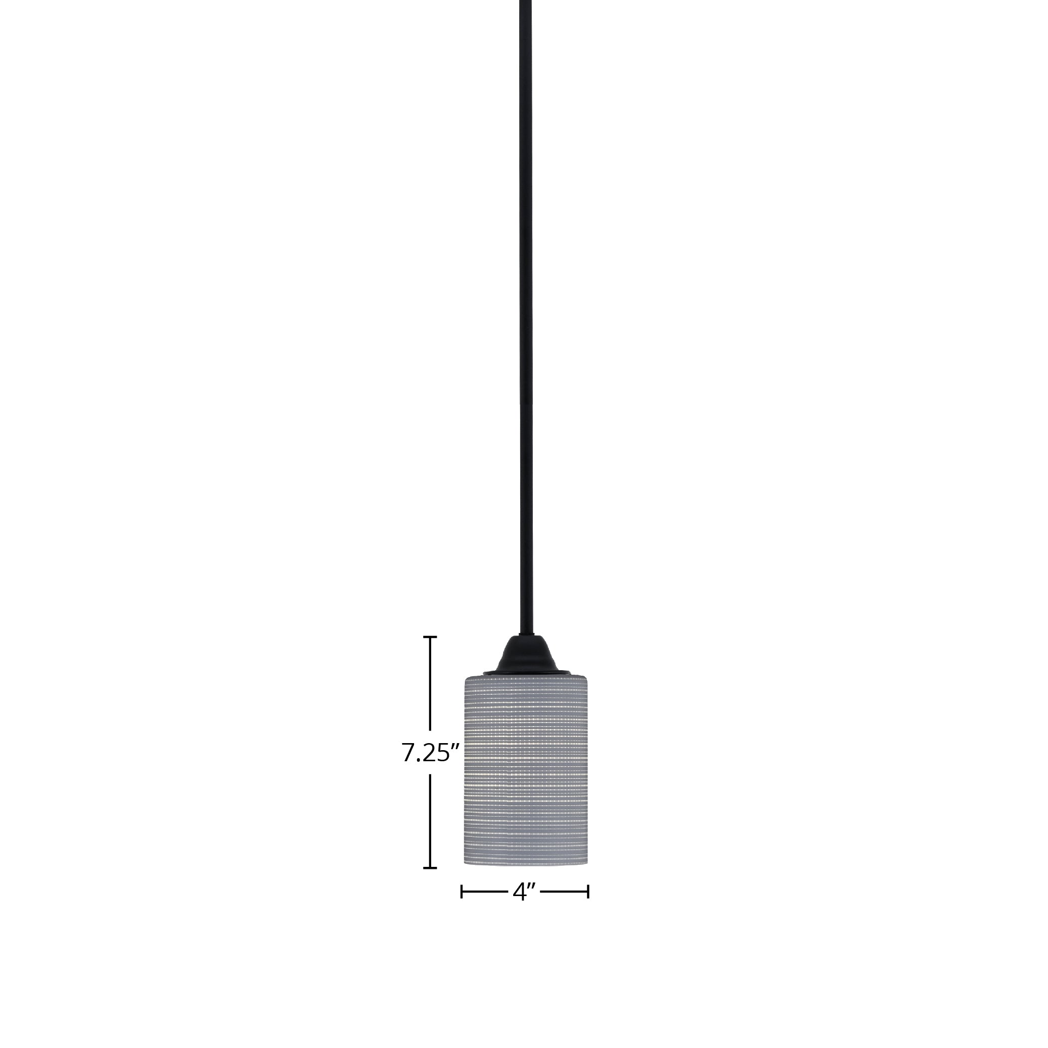 Paramount One Light Mini Pendant in Matte Black with 4" Gray Matrix Shade
