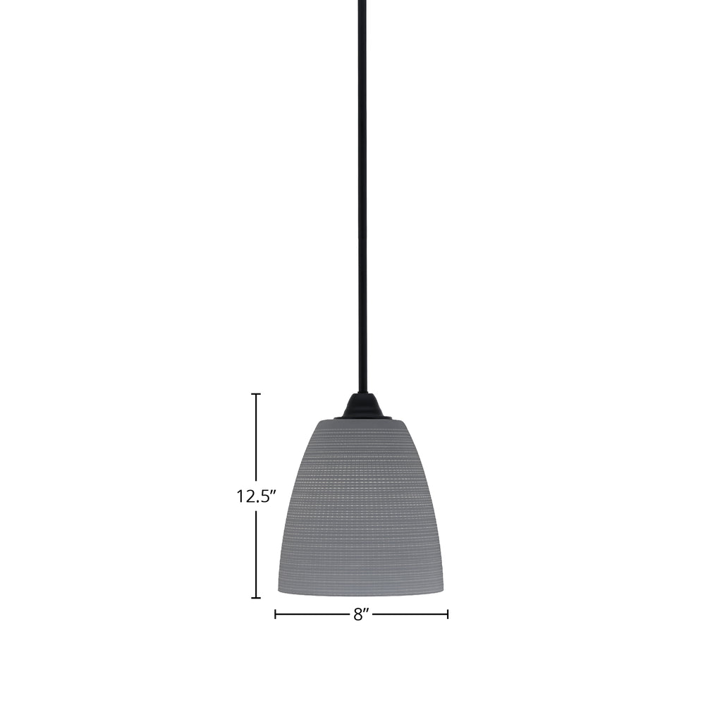 Paramount One Light Mini Pendant in Matte Black with 8" Gray Matrix Shade