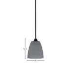 Paramount One Light Mini Pendant in Matte Black with 8" Gray Matrix Shade