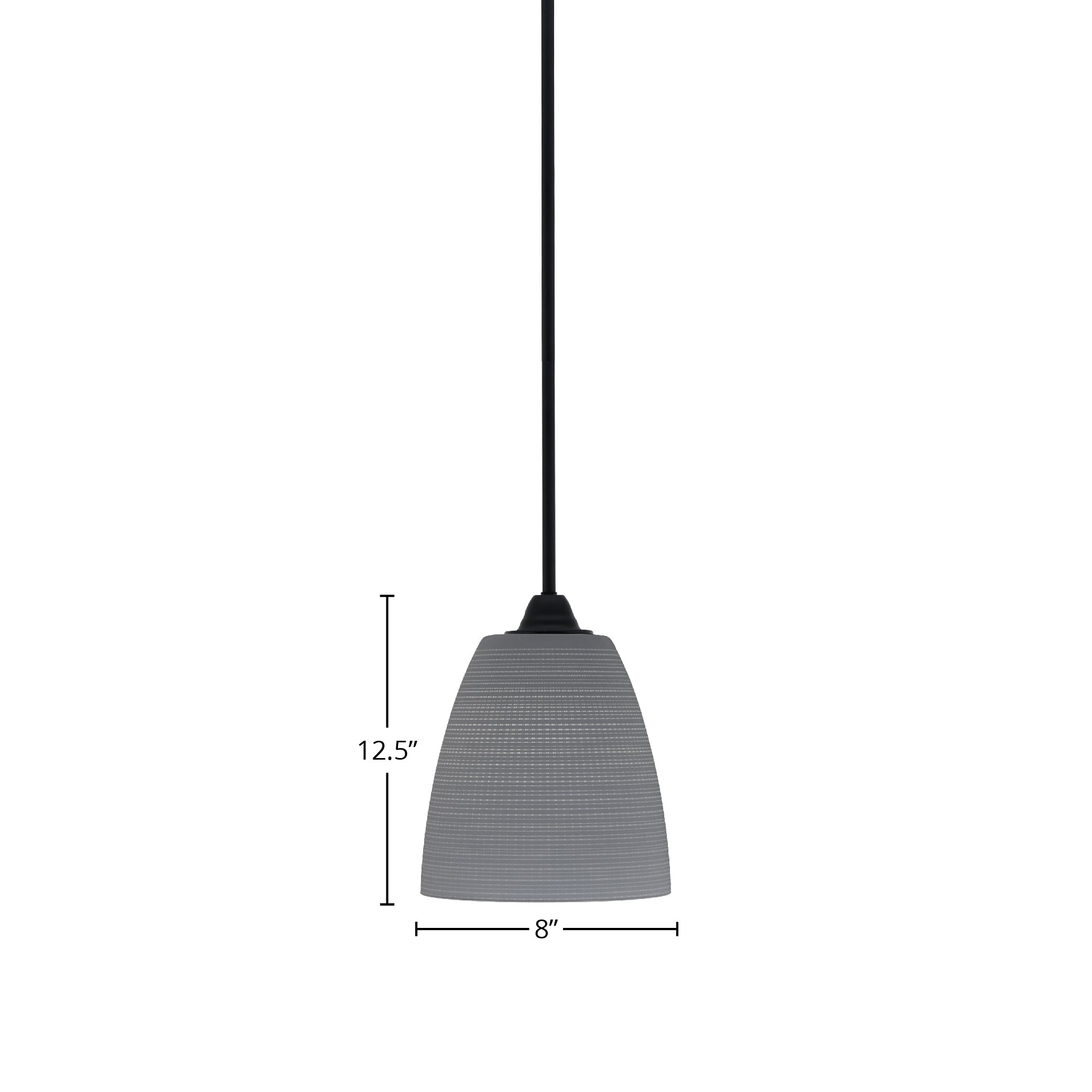 Paramount One Light Mini Pendant in Matte Black with 8" Gray Matrix Shade