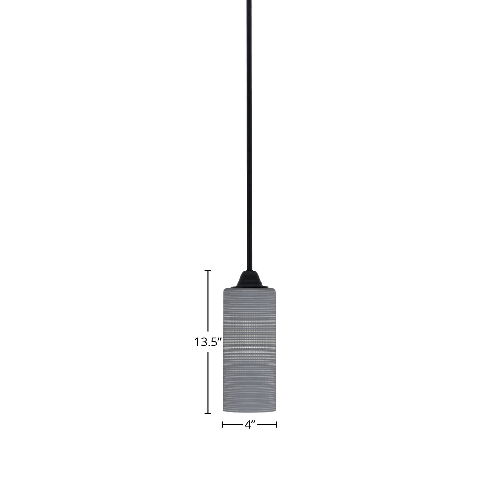 Paramount One Light Mini Pendant in Matte Black with 4" Gray Matrix Shade