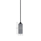 Paramount One Light Mini Pendant in Matte Black with 4" Gray Matrix Shade