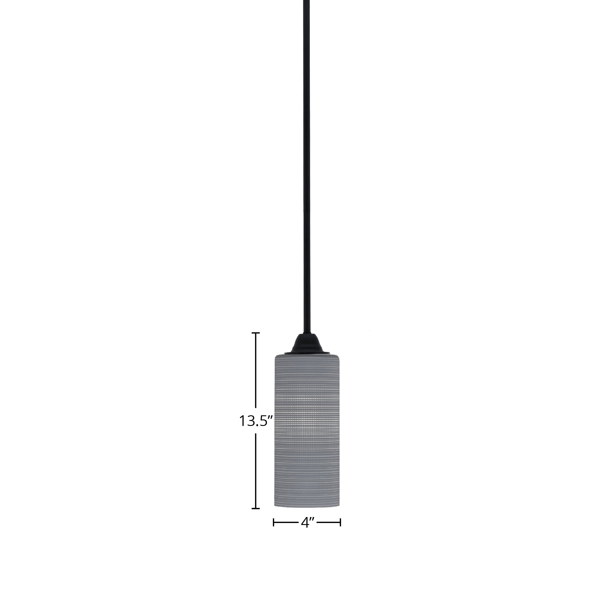 Paramount One Light Mini Pendant in Matte Black with 4" Gray Matrix Shade