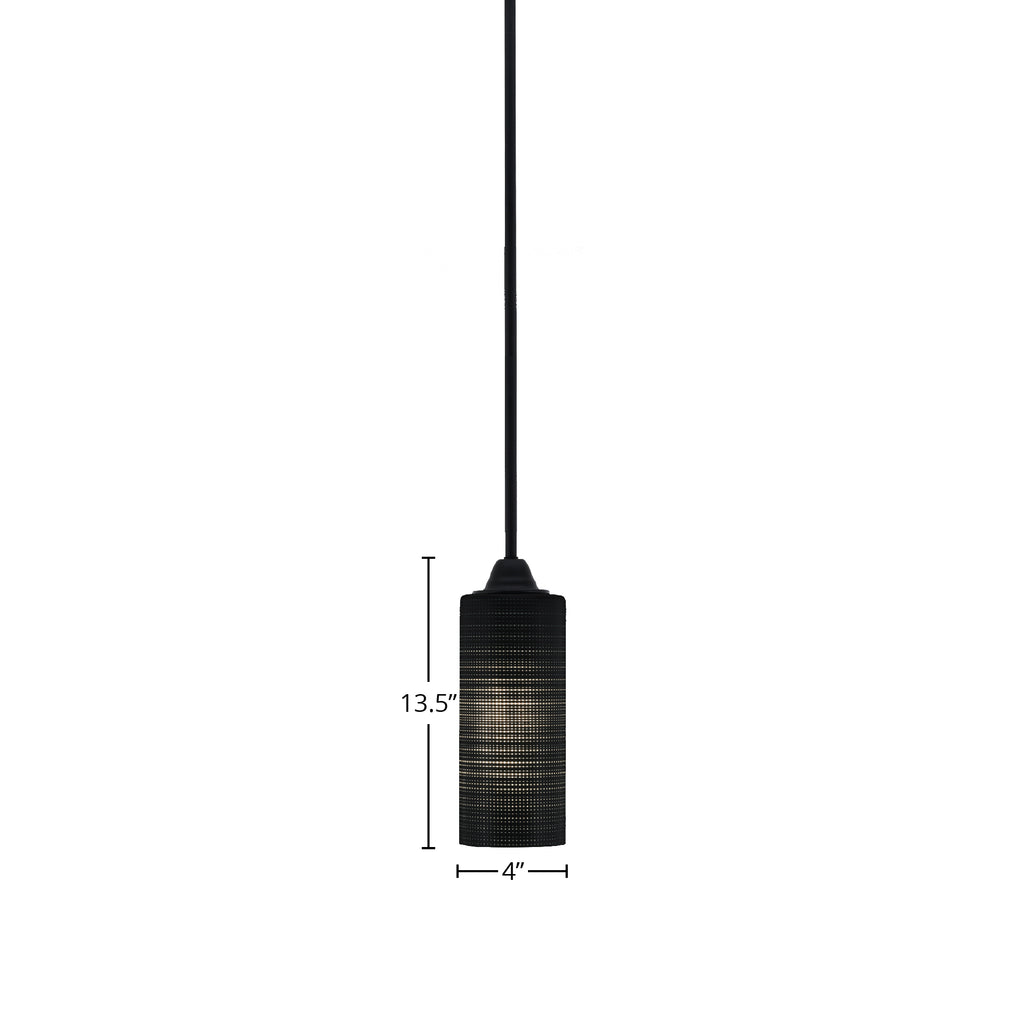 Paramount One Light Mini Pendant in Matte Black with 4" Black Matrix Shade