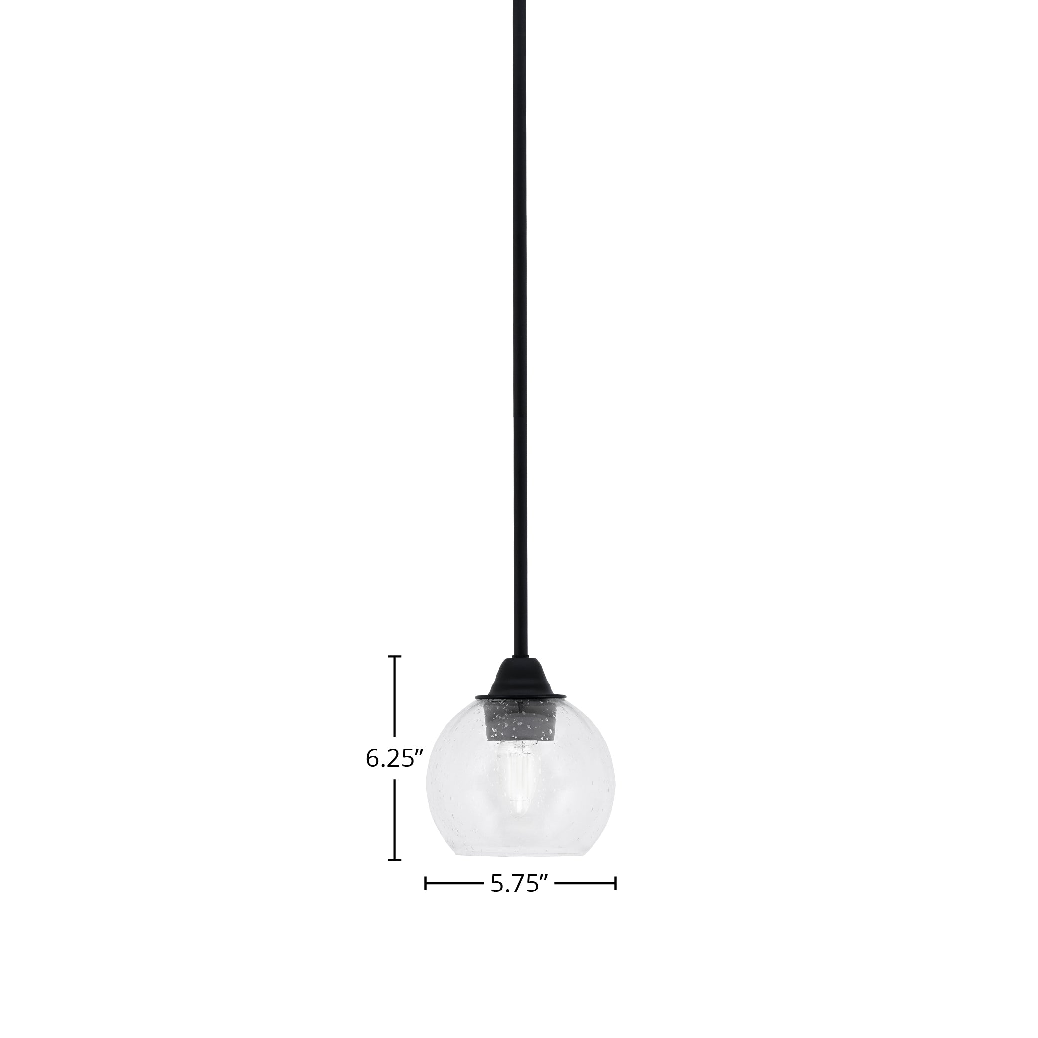 Paramount One Light Mini Pendant in Matte Black with 5.75" Clear Bubble Shade