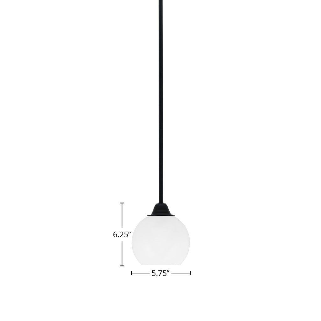 Paramount One Light Mini Pendant in Matte Black with 5.75" White Marble Shade