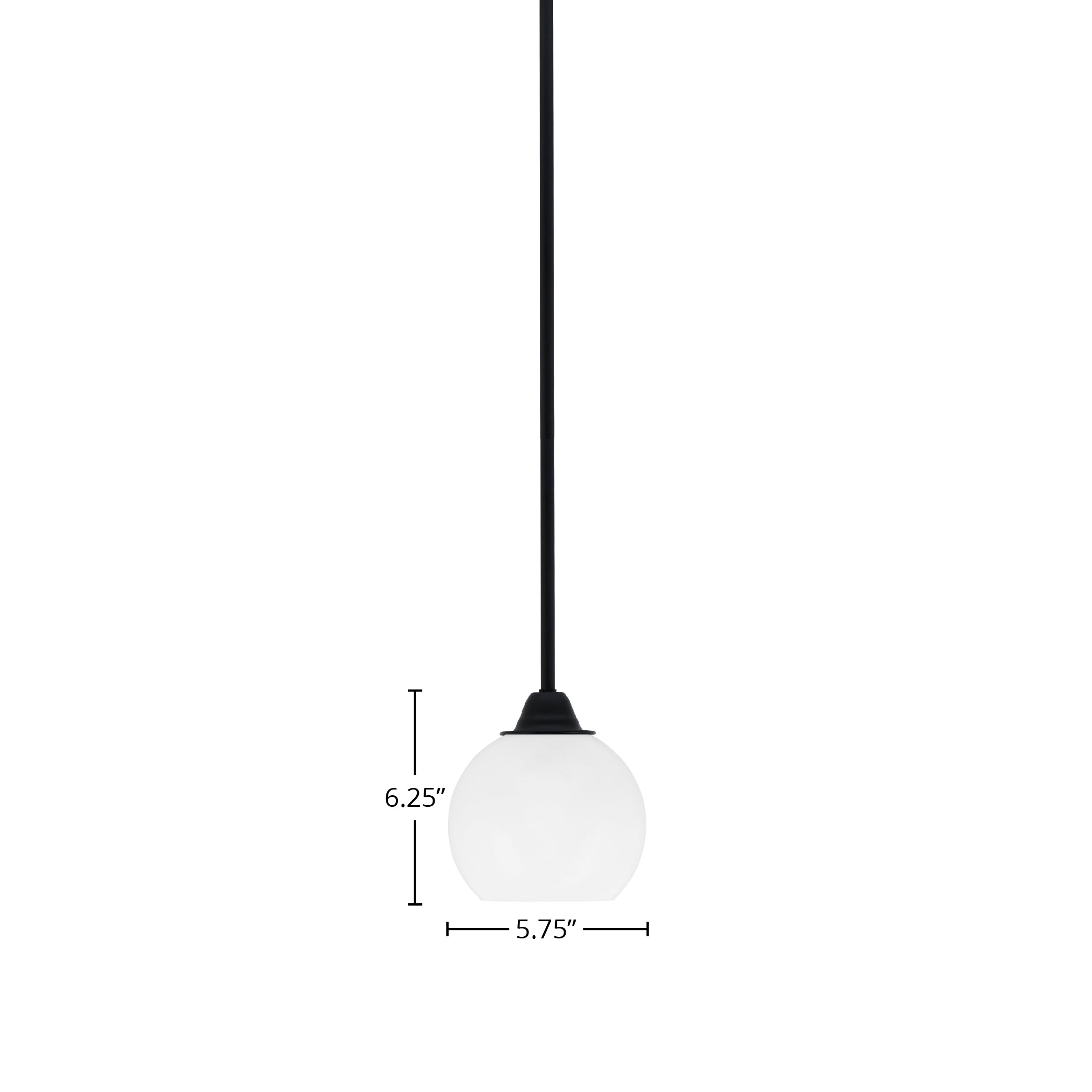Paramount One Light Mini Pendant in Matte Black with 5.75" White Marble Shade