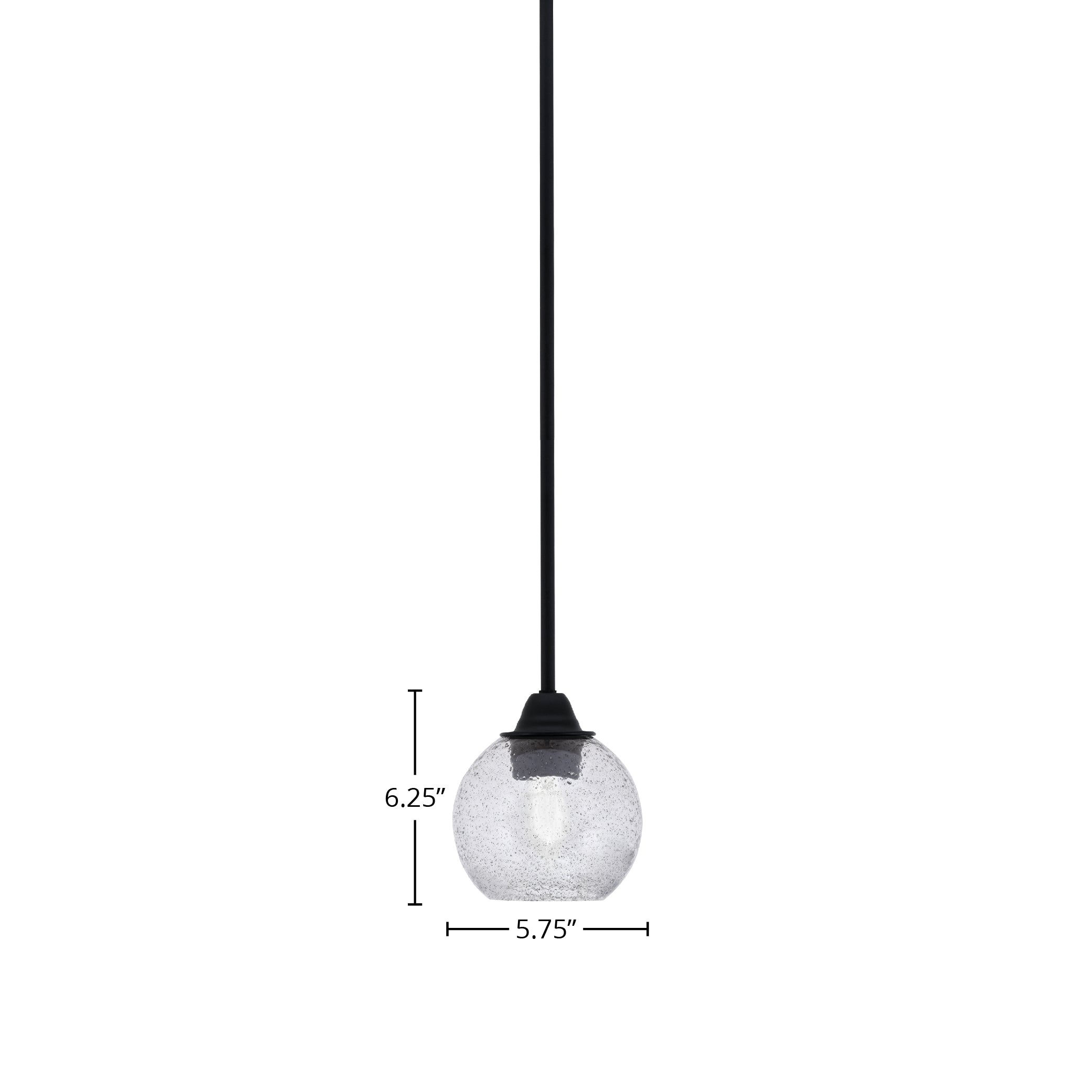 Paramount One Light Mini Pendant in Matte Black with 5.75" Smoke Bubble Shade