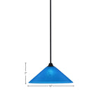 Paramount One Light Mini Pendant in Matte Black with 16" Blue Italian Shade