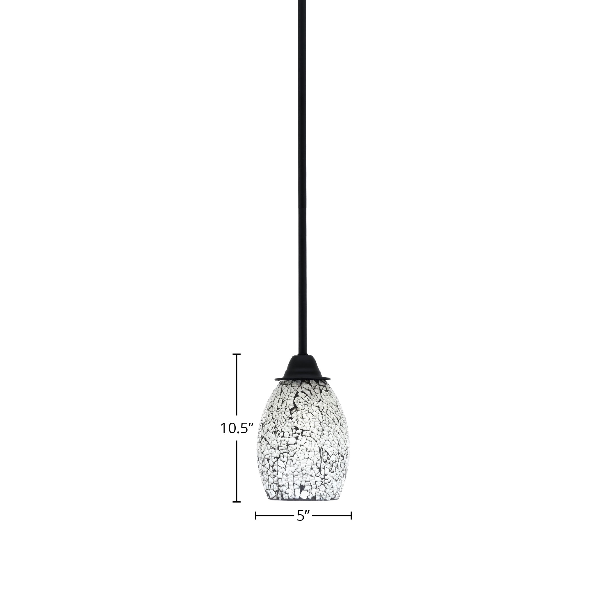 Paramount One Light Mini Pendant in Matte Black with 5" Black Fusion Shade