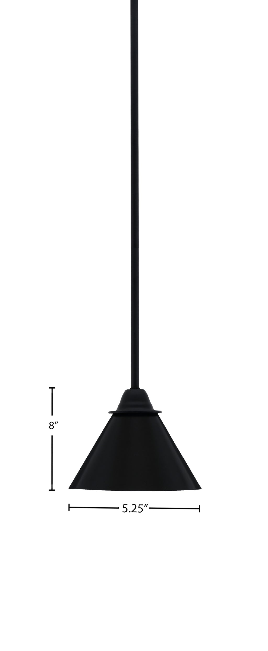Paramount One Light Mini Pendant in Matte Black with 7" Matte Black Cone Metal Shade Shade