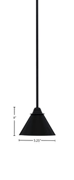 Paramount One Light Mini Pendant in Matte Black with 7" Matte Black Cone Metal Shade Shade