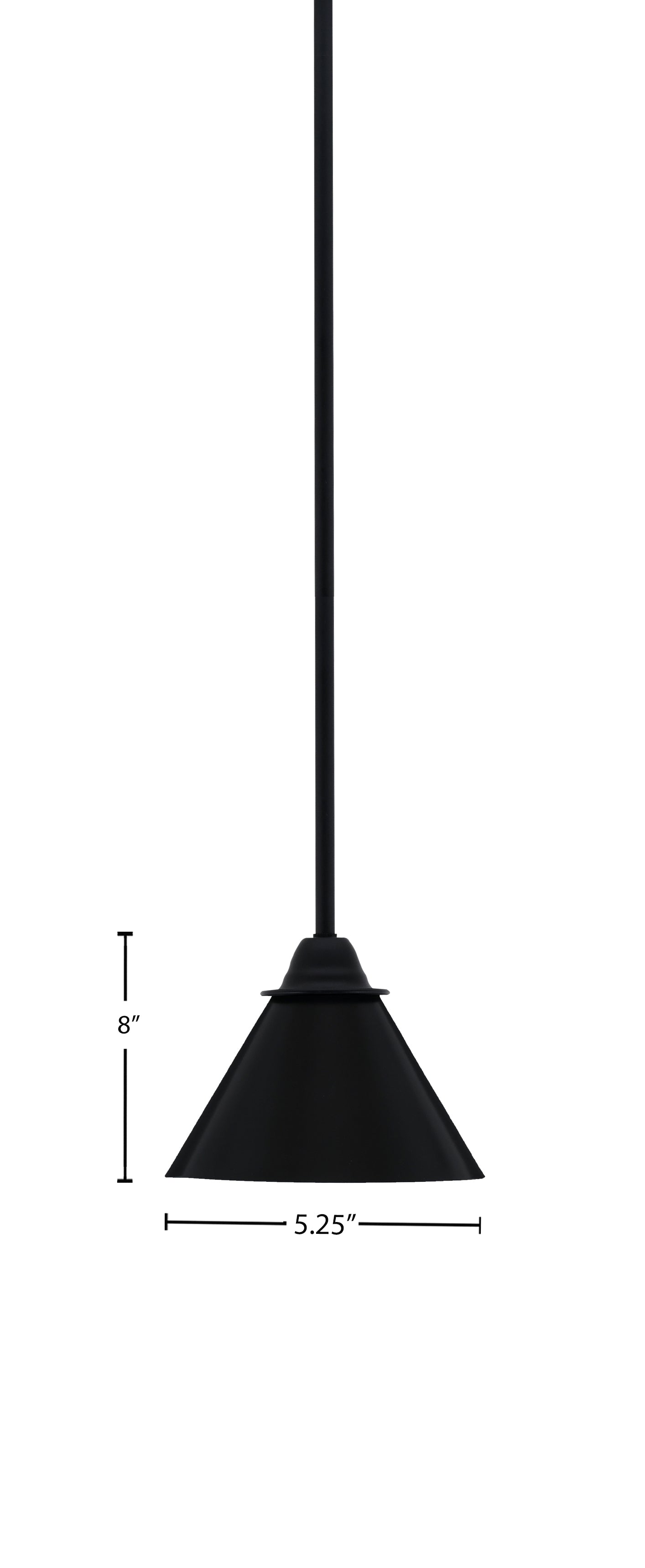Paramount One Light Mini Pendant in Matte Black with 7" Matte Black Cone Metal Shade Shade
