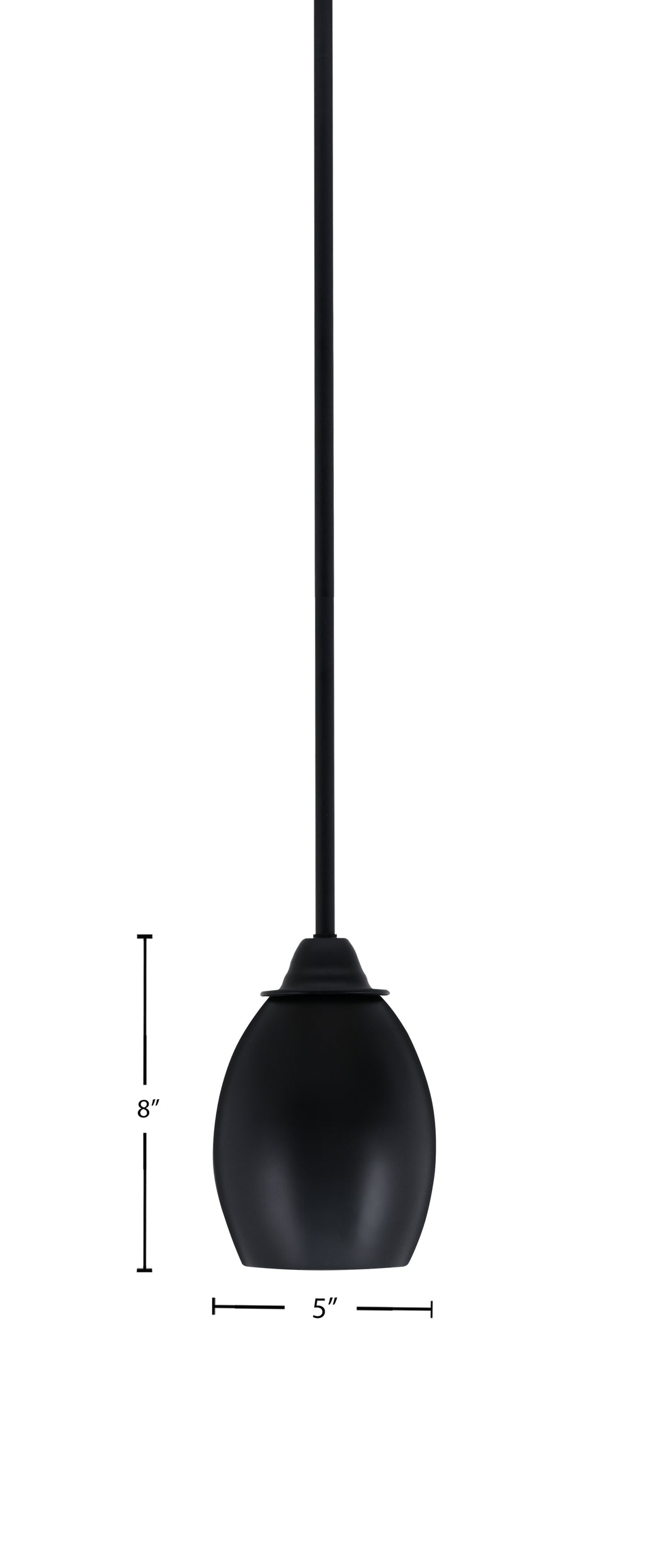 Paramount One Light Mini Pendant in Matte Black with 5" Matte Black Oval Metal Shade Shade