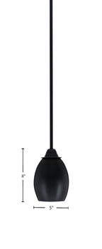 Paramount One Light Mini Pendant in Matte Black with 5" Matte Black Oval Metal Shade Shade