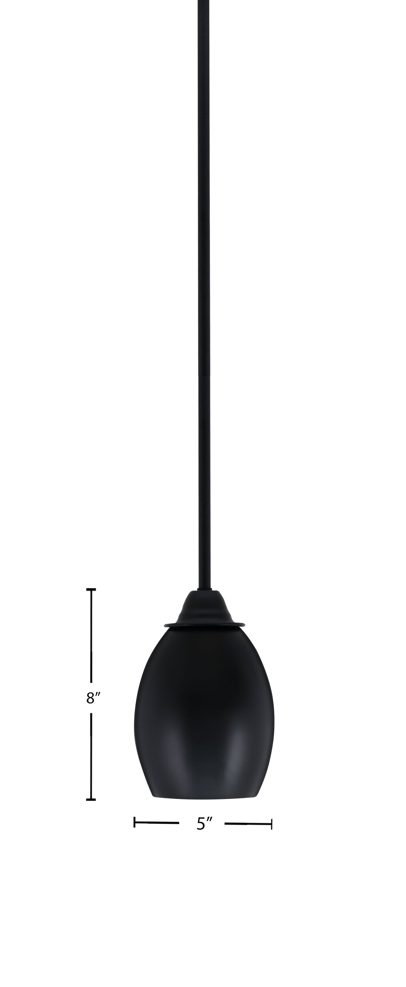 Paramount One Light Mini Pendant in Matte Black with 5" Matte Black Oval Metal Shade Shade