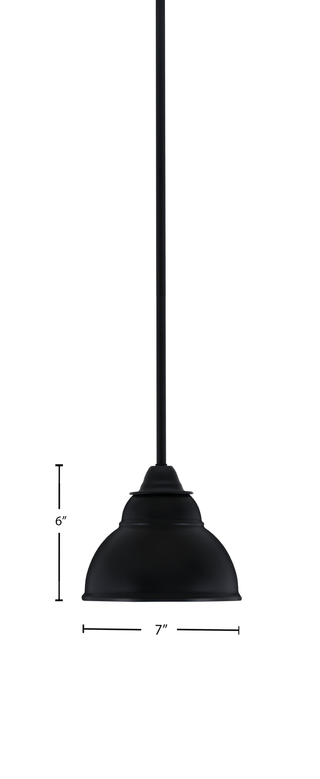 Paramount One Light Mini Pendant in Matte Black with 7" Matte Black Double Bubble Metal Shade Shade