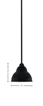 Paramount One Light Mini Pendant in Matte Black with 7" Matte Black Double Bubble Metal Shade Shade