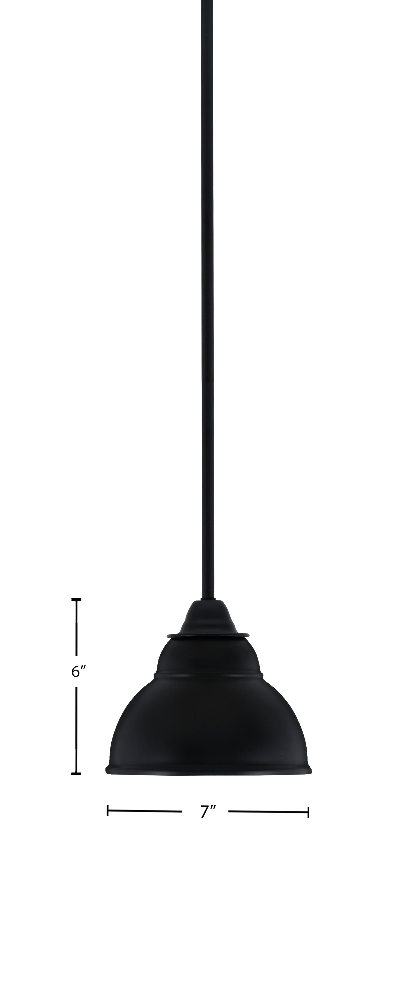 Paramount One Light Mini Pendant in Matte Black with 7" Matte Black Double Bubble Metal Shade Shade
