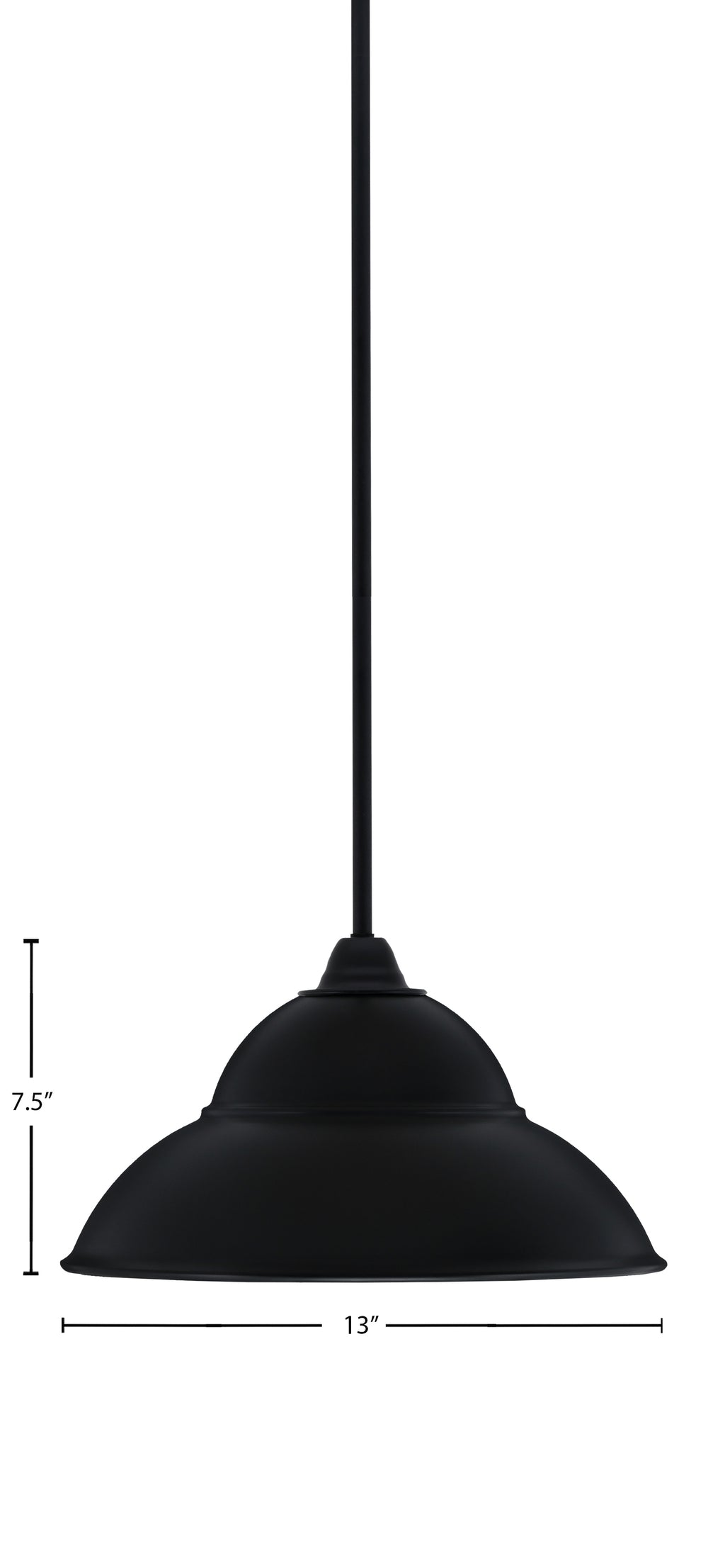 Paramount One Light Mini Pendant in Matte Black with 13" Matte Black Double Bubble Metal Shade Shade