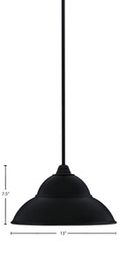 Paramount One Light Mini Pendant in Matte Black with 13" Matte Black Double Bubble Metal Shade Shade