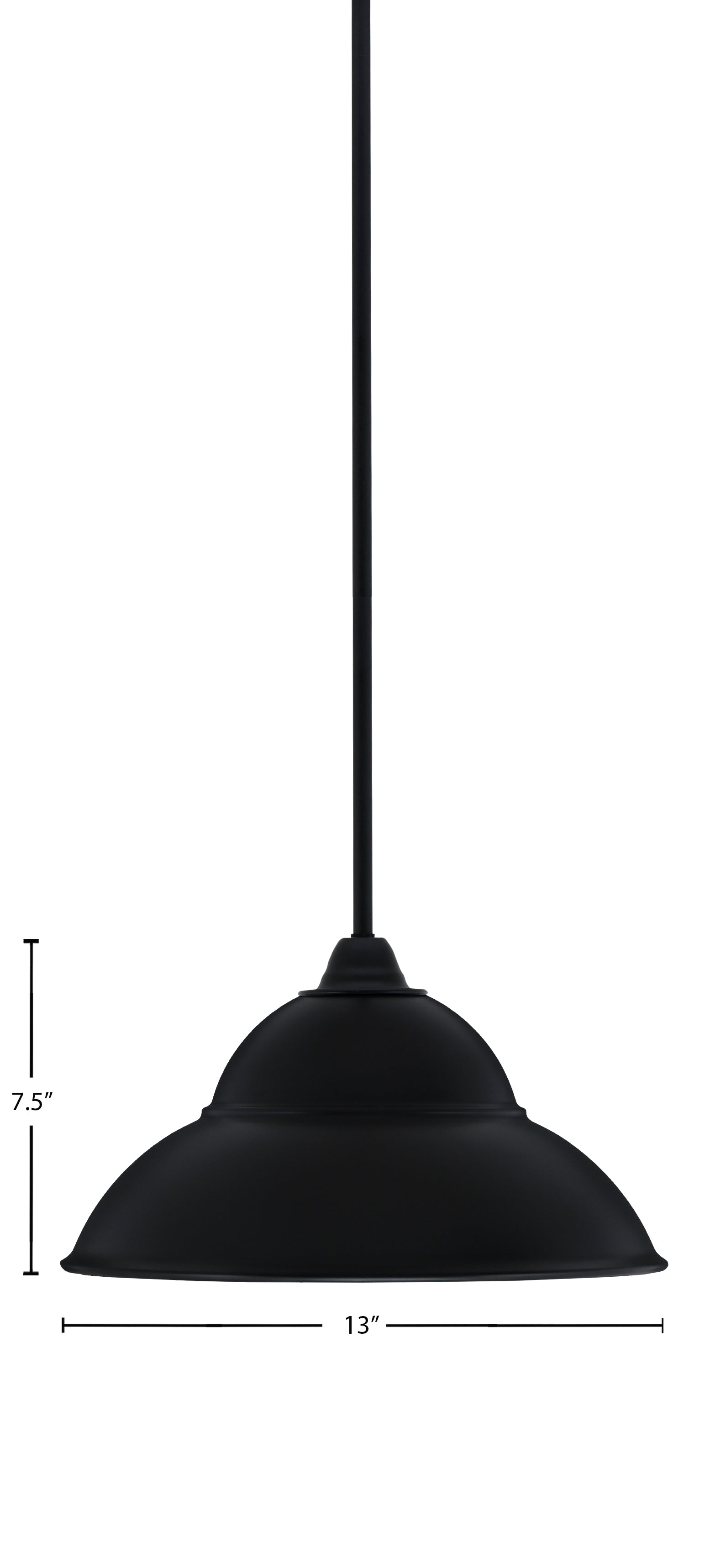 Paramount One Light Mini Pendant in Matte Black with 13" Matte Black Double Bubble Metal Shade Shade