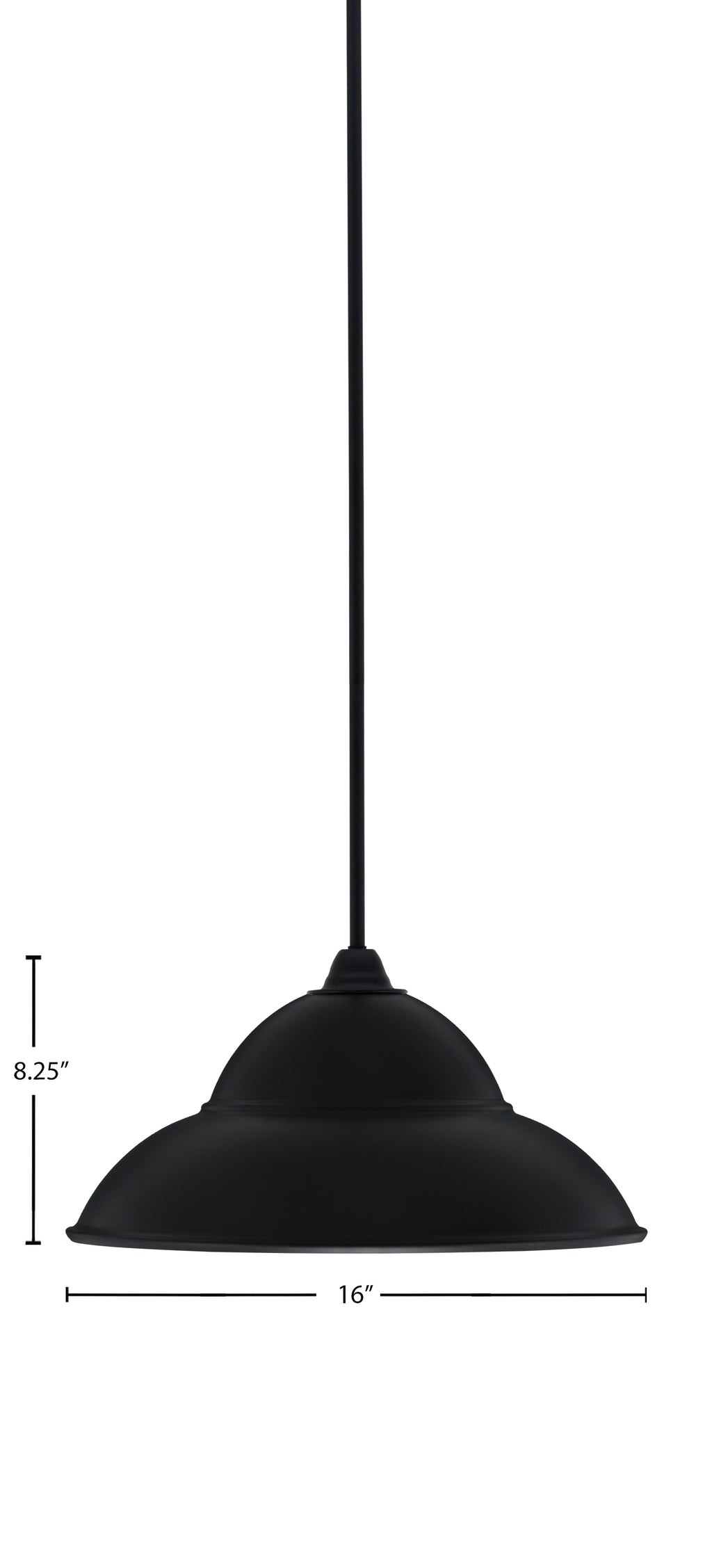 Paramount One Light Mini Pendant in Matte Black with 16" Matte Black Double Bubble Metal Shade Shade
