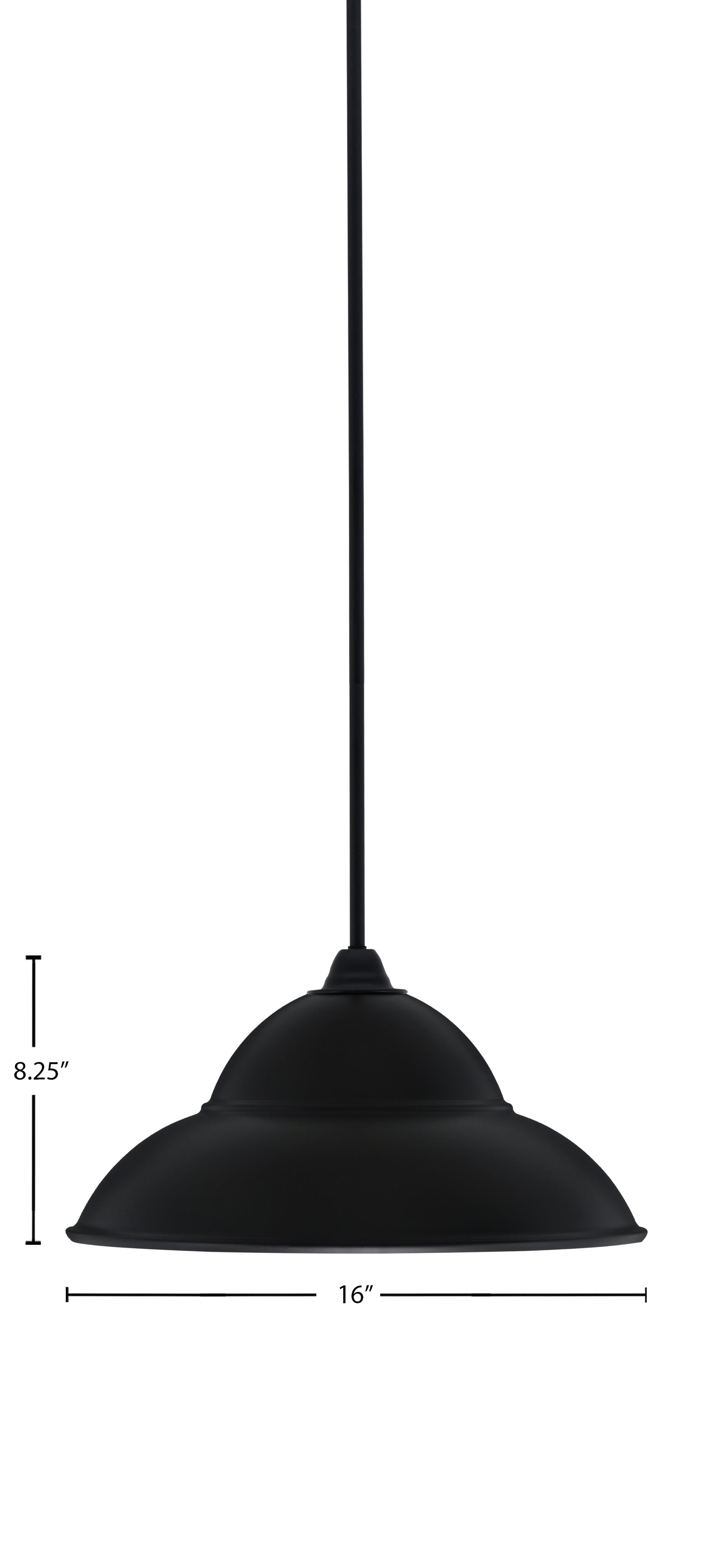 Paramount One Light Mini Pendant in Matte Black with 16" Matte Black Double Bubble Metal Shade Shade