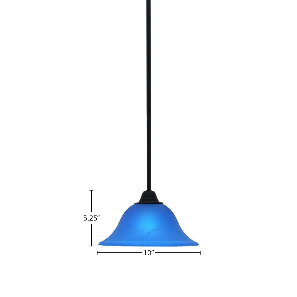 Paramount One Light Mini Pendant in Matte Black with 10" Blue Italian Shade