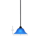 Paramount One Light Mini Pendant in Matte Black with 10" Blue Italian Shade