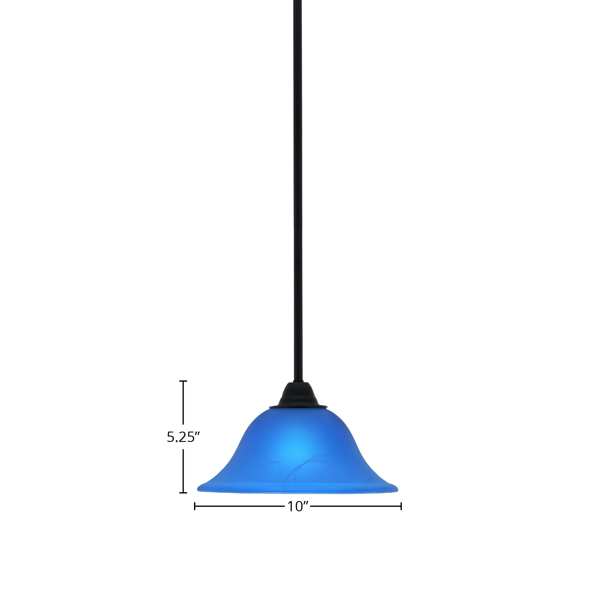 Paramount One Light Mini Pendant in Matte Black with 10" Blue Italian Shade