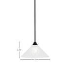 Paramount One Light Mini Pendant in Matte Black with 12" Italian Bubble Shade