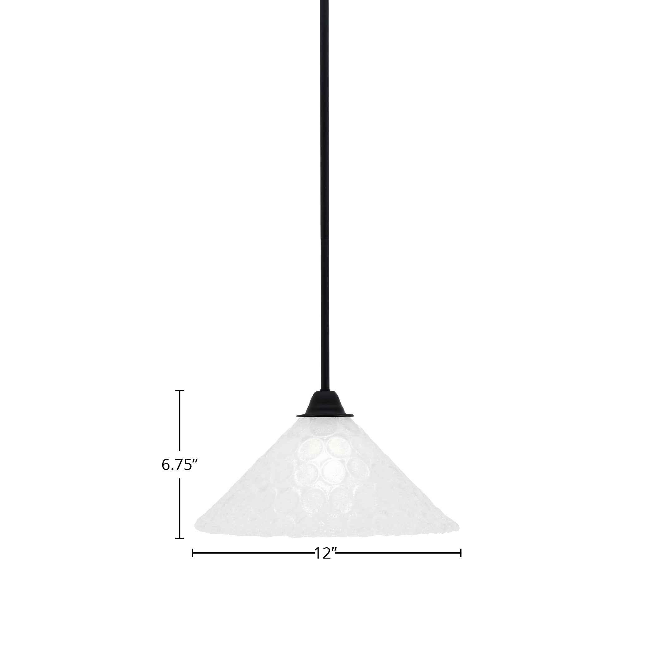 Paramount One Light Mini Pendant in Matte Black with 12" Italian Bubble Shade