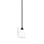 Paramount One Light Mini Pendant in Matte Black with 4.5" Square White Muslin Shade