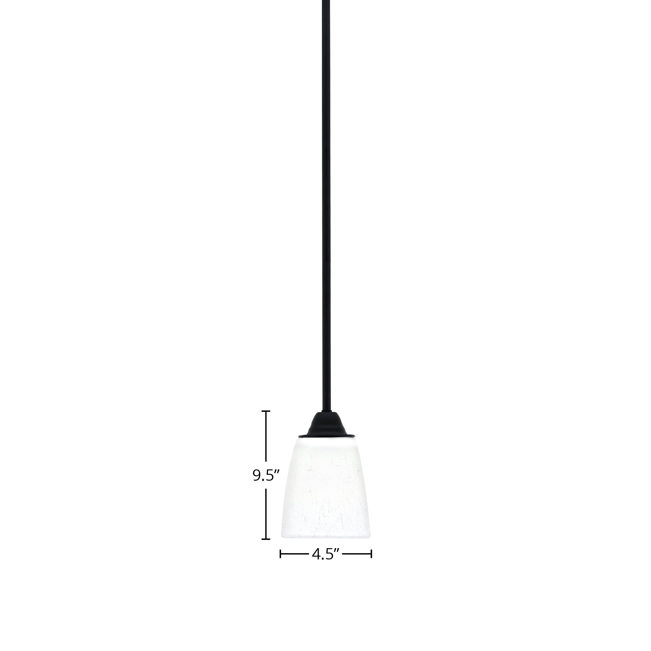 Paramount One Light Mini Pendant in Matte Black with 4.5" Square White Muslin Shade