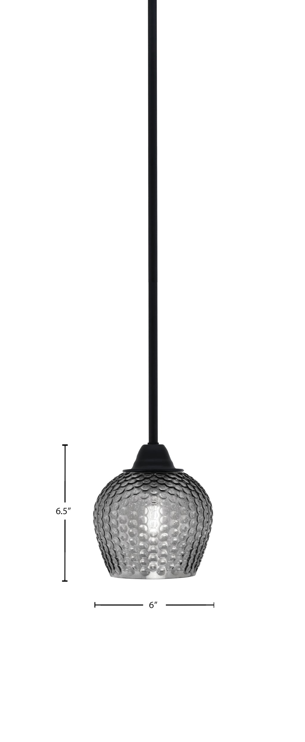 Paramount One Light Mini Pendant in Matte Black with Smoke Textured Shade