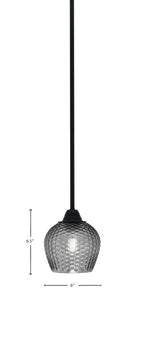 Paramount One Light Mini Pendant in Matte Black with Smoke Textured Shade