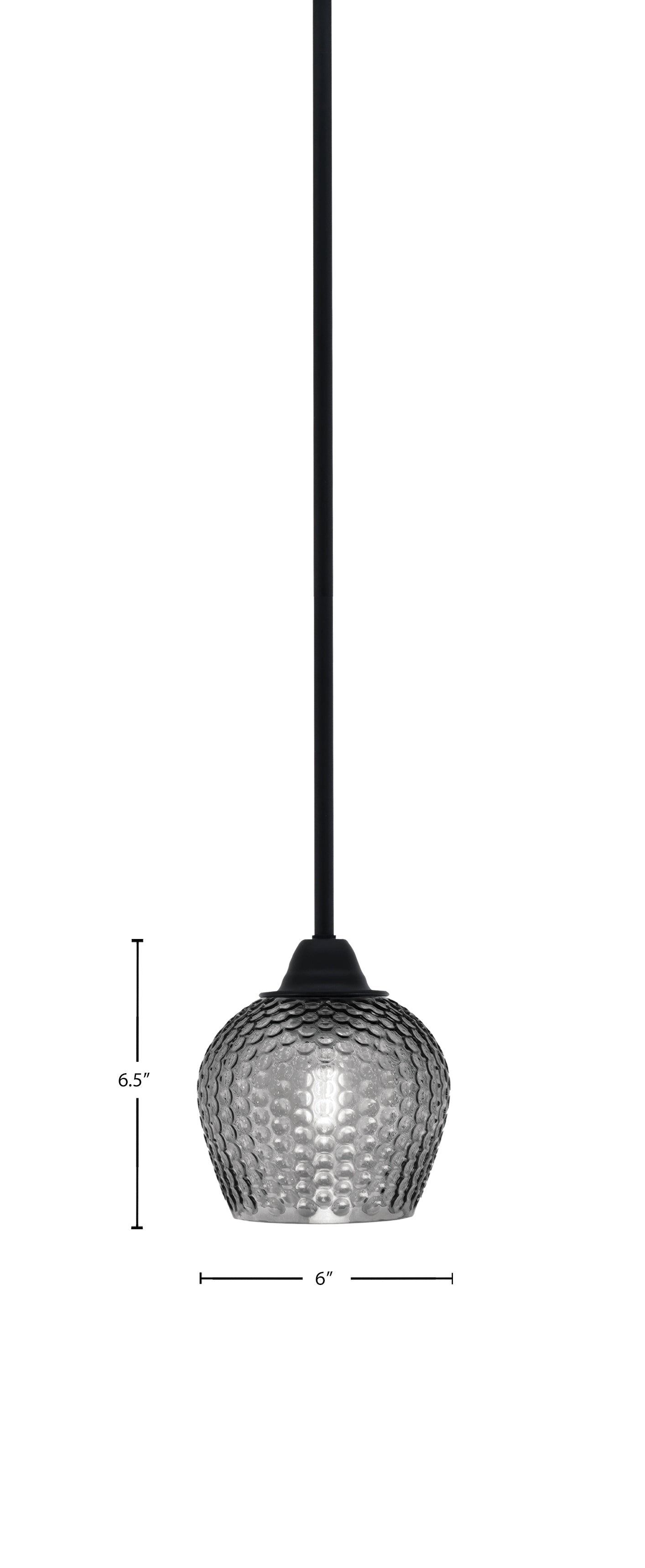 Paramount One Light Mini Pendant in Matte Black with Smoke Textured Shade