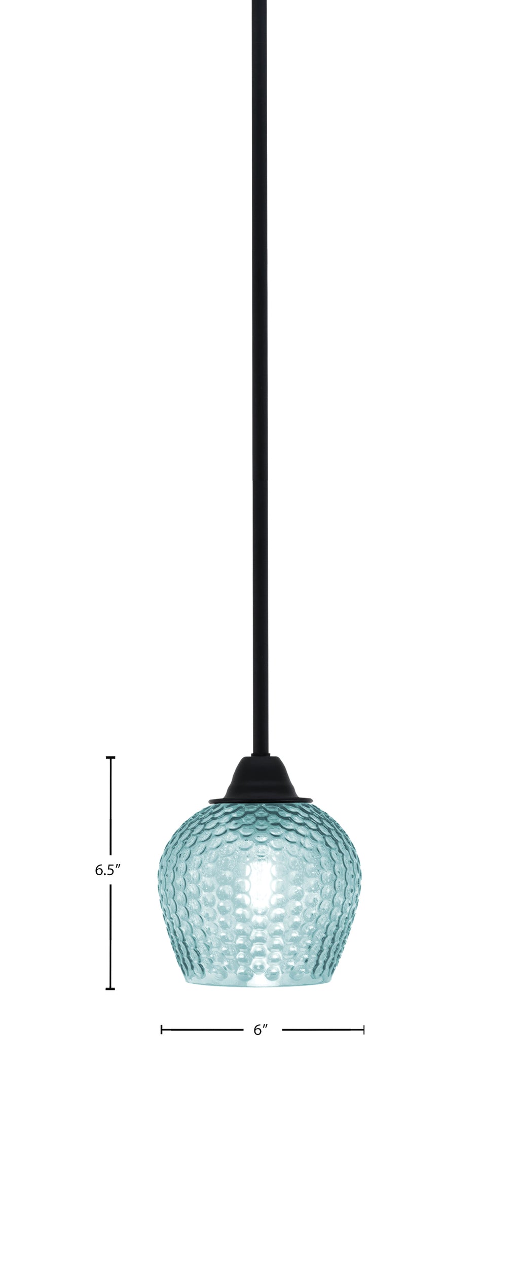 Paramount One Light Mini Pendant in Matte Black with Turquoise Textured Shade