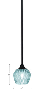 Paramount One Light Mini Pendant in Matte Black with Turquoise Textured Shade