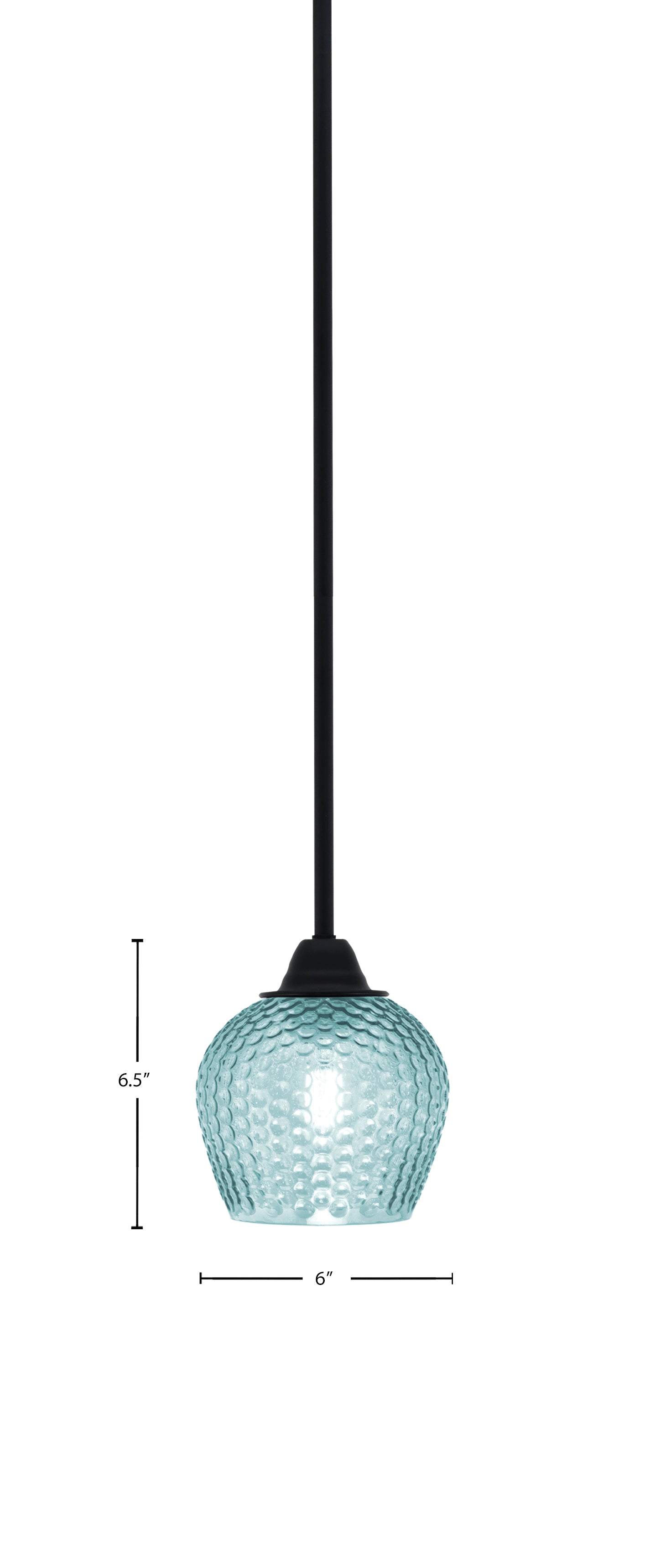Paramount One Light Mini Pendant in Matte Black with Turquoise Textured Shade