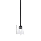 Paramount One Light Mini Pendant in Matte Black with 4.5" Square Clear Bubble Shade