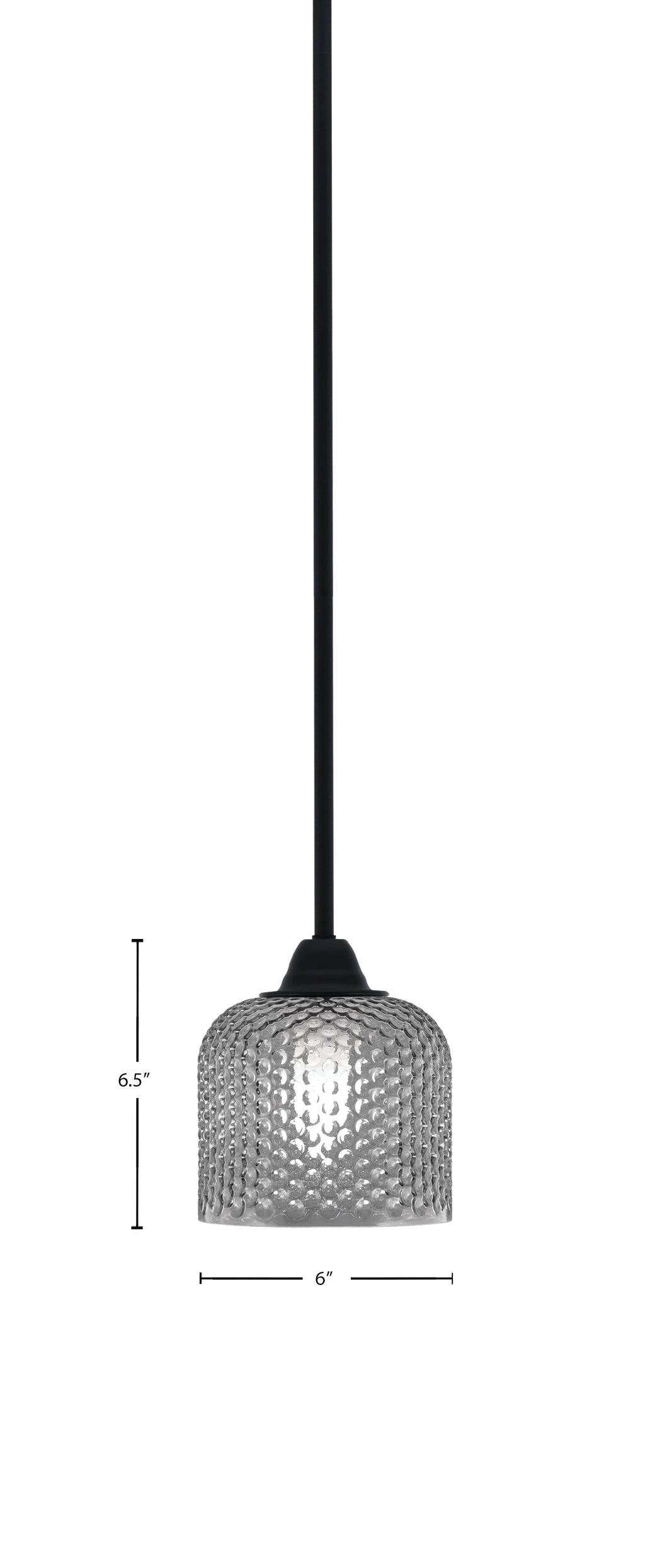 Paramount One Light Mini Pendant in Matte Black with Smoke Textured Shade