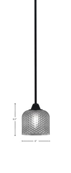 Paramount One Light Mini Pendant in Matte Black with Smoke Textured Shade