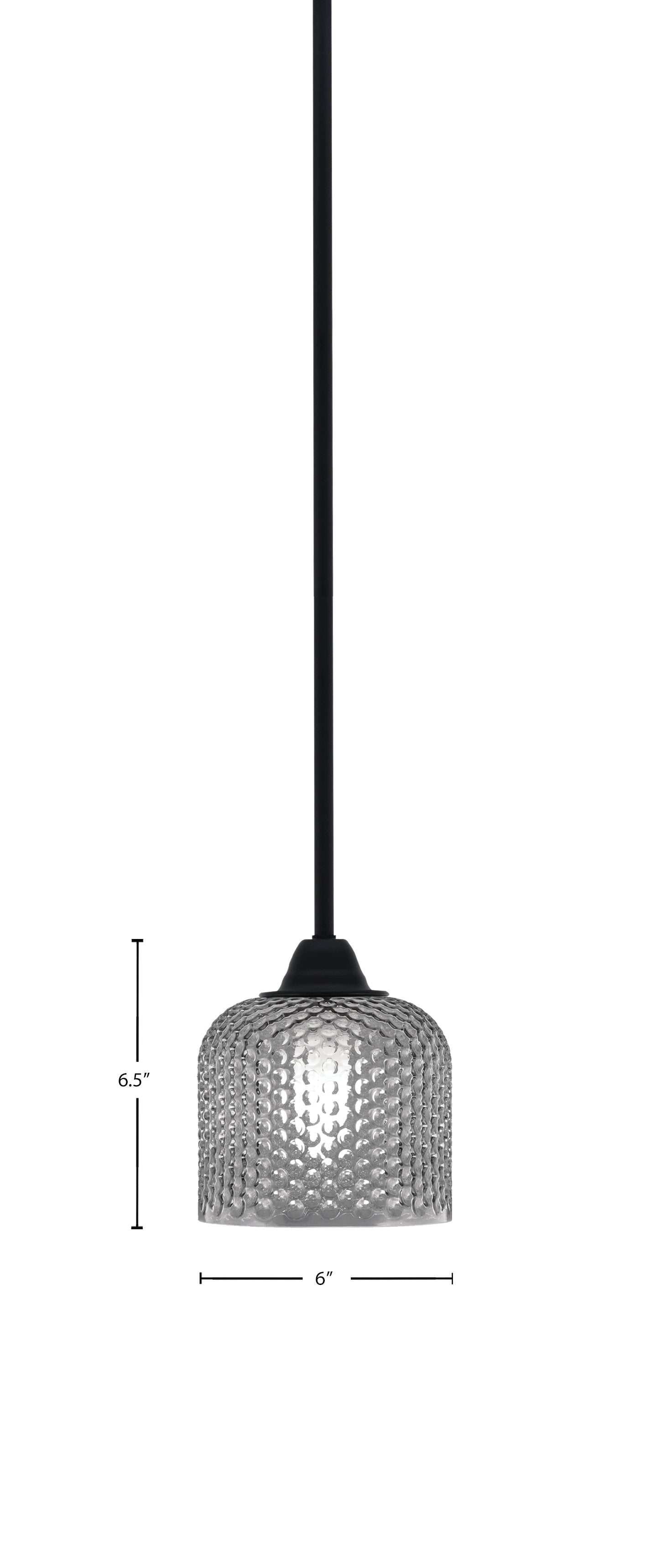 Paramount One Light Mini Pendant in Matte Black with Smoke Textured Shade