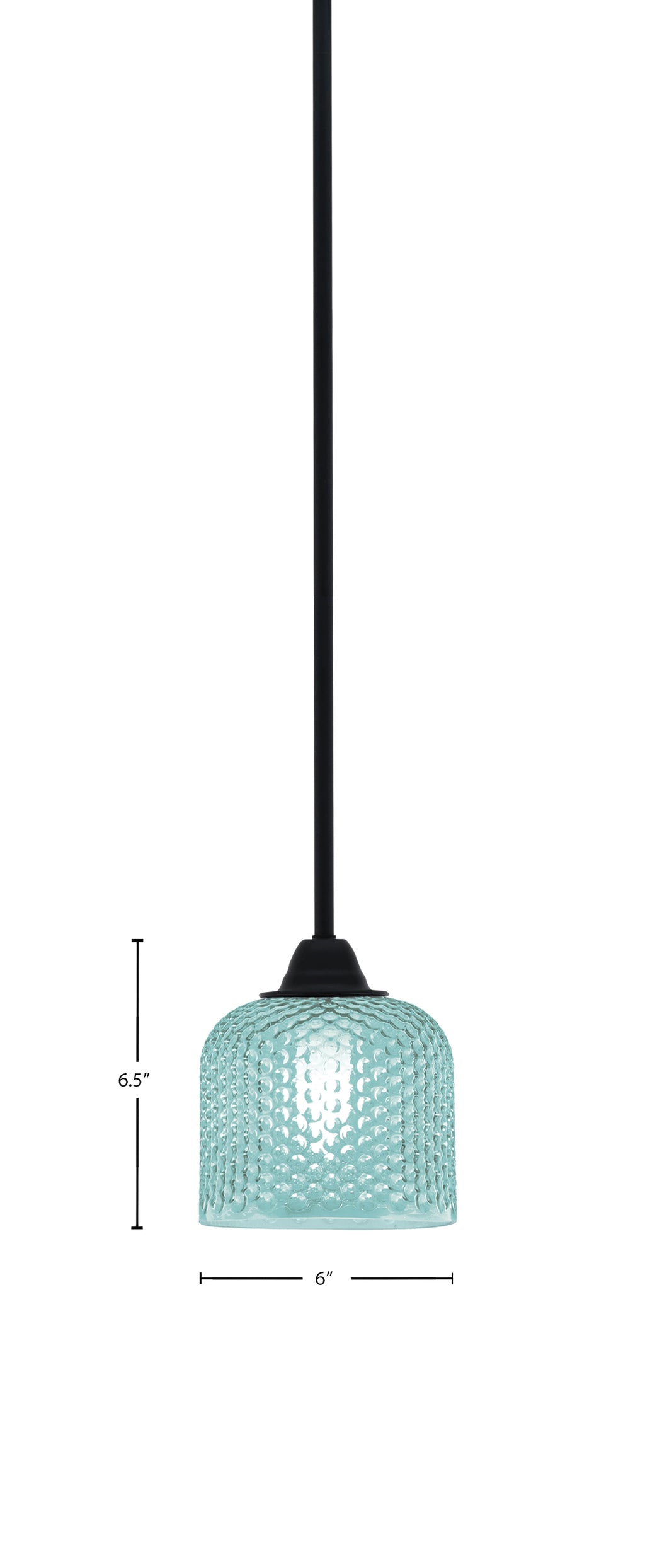 Paramount One Light Mini Pendant in Matte Black with Turquoise Textured Shade