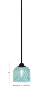 Paramount One Light Mini Pendant in Matte Black with Turquoise Textured Shade