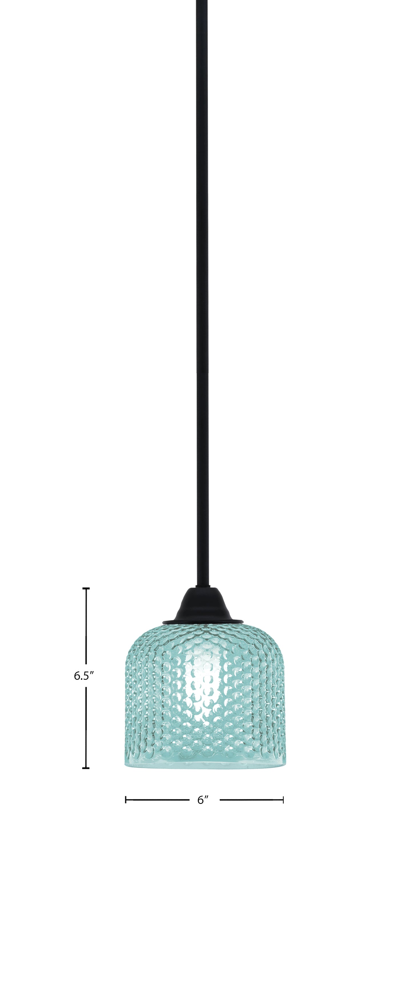 Paramount One Light Mini Pendant in Matte Black with Turquoise Textured Shade