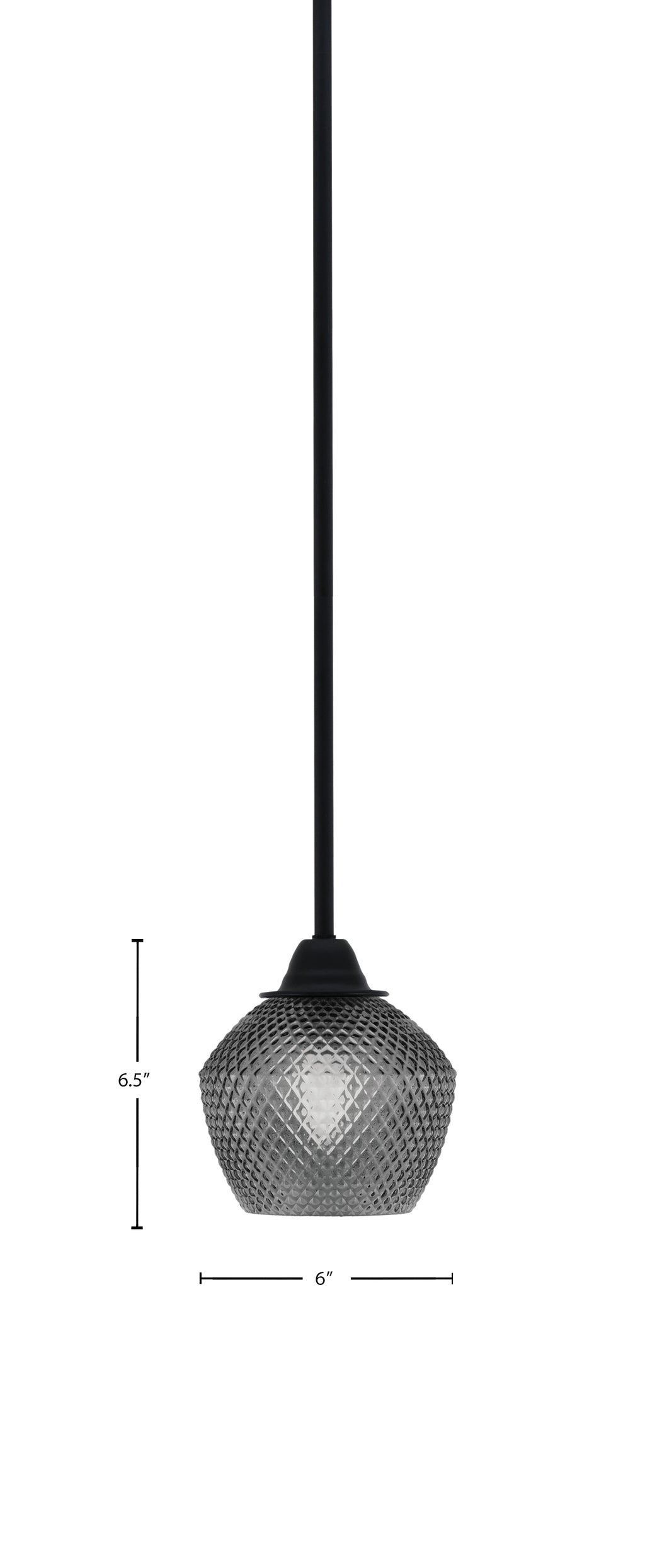 Paramount One Light Mini Pendant in Matte Black with Smoke Textured Shade